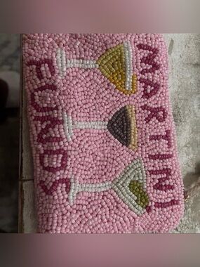 Beaded Pink Cocktail Clutch with Glass Designs